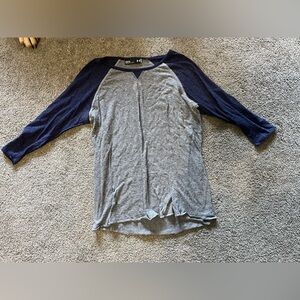 Under Armour Heather Gray and Navy Raglan Tee